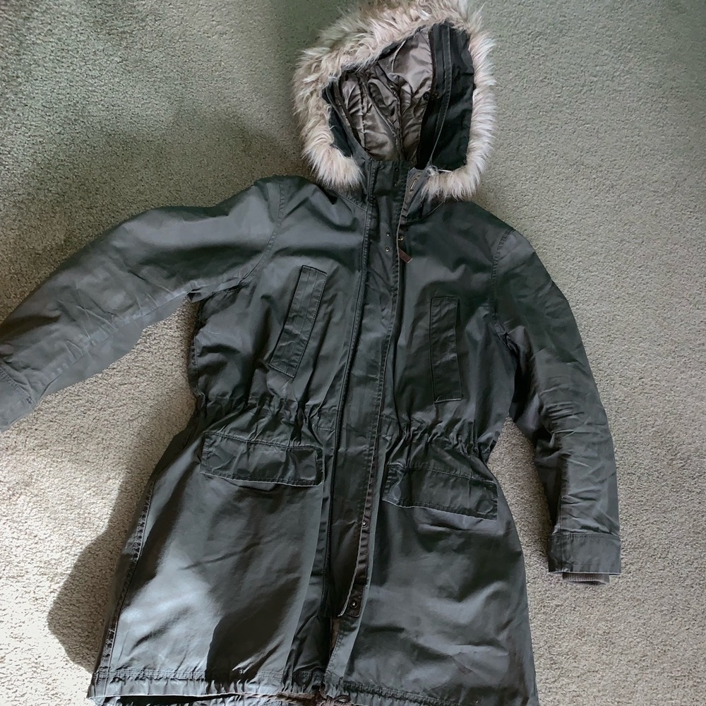 Olive green parka jacket